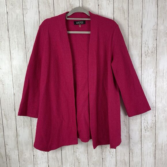 Koret Sweater Womens Large Wool Blend Cardigan Open Front Raspberry Pink - Picture 1 of 9